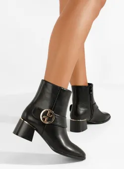 Botine cu toc gros Briela negre