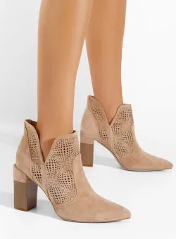 Botine cu toc gros Edna kaki