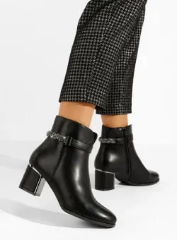 Botine cu toc gros Emmy negre