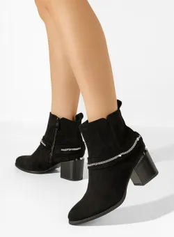Botine cu toc gros Katilea negre