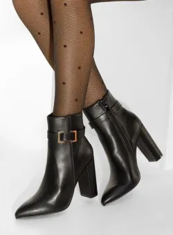 Botine cu toc gros Martinete negre