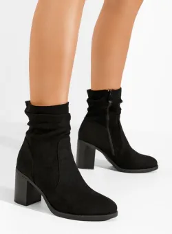 Botine cu toc gros Midelis negre