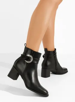 Botine cu toc gros Navasea negre