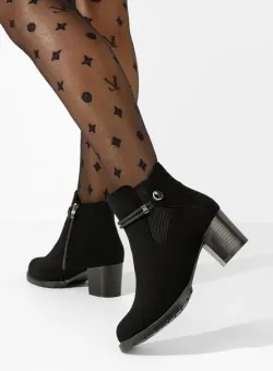 Botine cu toc gros negre Aranda