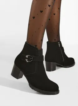 Botine cu toc gros negre Araxa