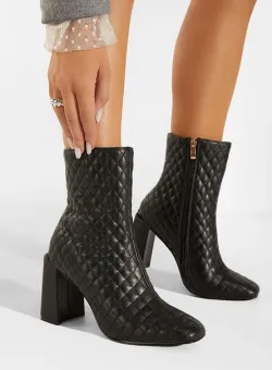 Botine cu toc gros negre Palmerita