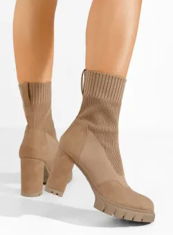 Botine cu toc gros Opium kaki