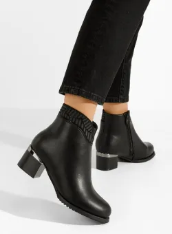 Botine cu toc gros Vitinia negre