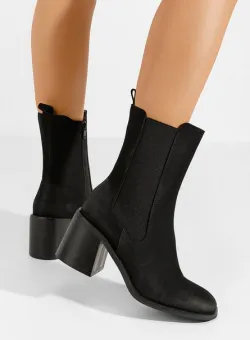 Botine cu toc gros Volga negre