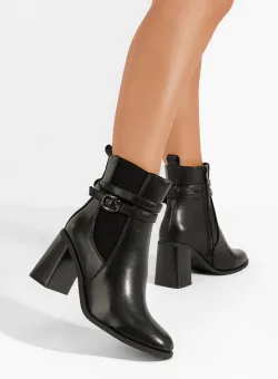 Botine cu toc gros Yvresse negre