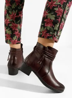 Botine cu toc mic Caserta grena