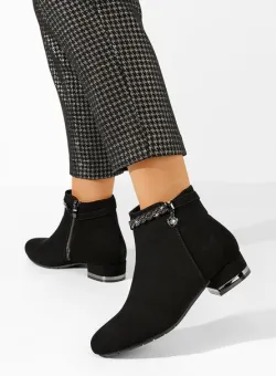Botine cu toc mic Marynka negre