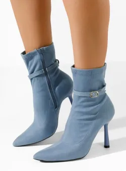 Botine cu toc subtire Gioia albastre
