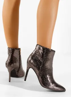 Botine cu toc subtire gri Zarate