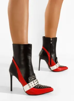 Botine cu toc subtire negre Nancy