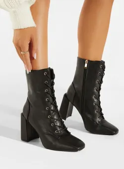 Botine dama cu toc negre Almeria