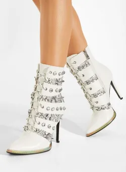 Botine elegante albe Aprilia