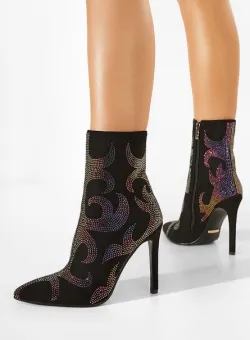 Botine elegante negre Meluna