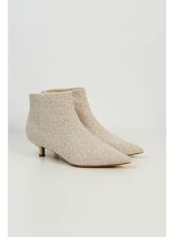 Botine Ema ivory din tweed