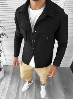 Camasa barbati casual neagra 12911 Y17
