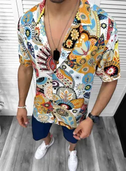 Camasa barbati de vara maneca scurta cu imprimeu 13083 28-2.1