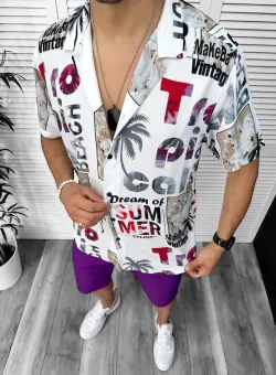 Camasa barbati de vara maneca scurta cu imprimeu 13086 D4-4.2