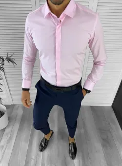 Camasa barbati roz slim fit 13006 E