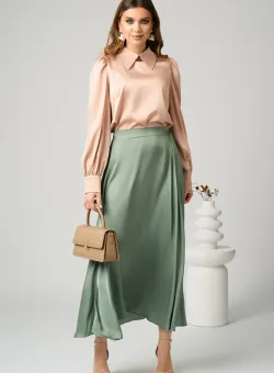 Camasa DY Fashion eleganta din satin rose