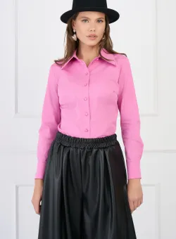 Camasa DY Fashion office din poplin roz cu nasturi