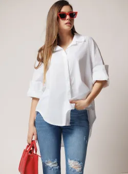 Camasa office din bumbac alba oversize