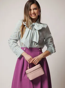 Camasa office din bumbac verde cu dungi