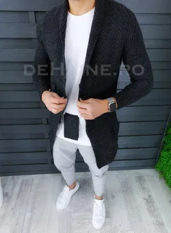 Cardigan barbati gri inchis slim fit ZR T3557 P18-3.2