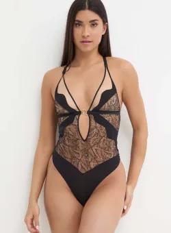 Chantelle body culoarea negru, dantela, neted