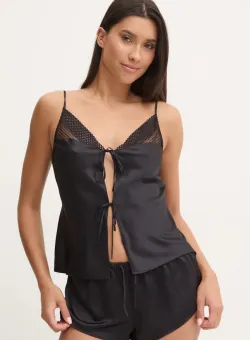 Chantelle maiou de pijama culoarea negru, satin, C22EI5