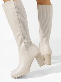 Cizme cu toc gros Astralis bej