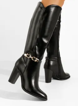 Cizme cu toc gros Casara V2 negre