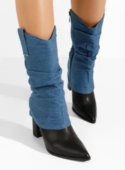Cizme cu toc gros Verta albastre