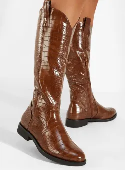 Cizme cu toc mic camel Lisera