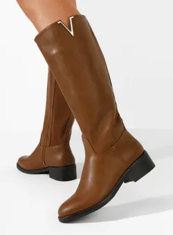 Cizme dama fara toc Gira maro