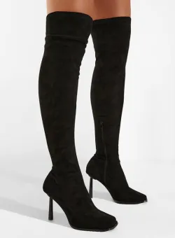 Cizme lungi cu toc negre Mincia