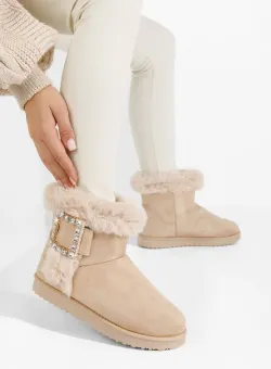 Cizme tip ugg Noranda bej