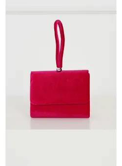 Clutch elegant din catifea fucsia