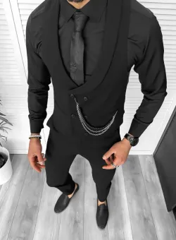 Compleu barbati negru Vesta + Pantaloni 11844 32-2.1
