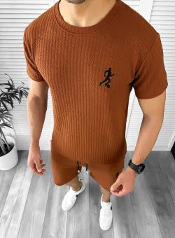 Compleu barbati tricou+pantaloni maro 12613 120-4