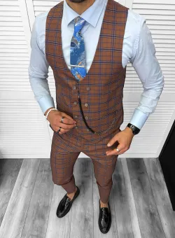 Compleu barbati Vesta + Pantaloni 13152 + Lant si cravata cadou