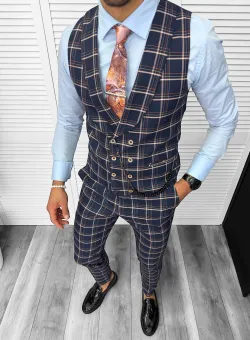 Compleu barbati Vesta + Pantaloni 13153 + Lant si cravata cadou