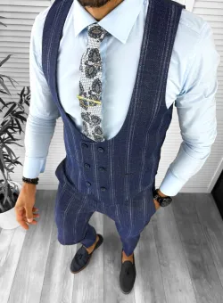 Compleu barbati Vesta + Pantaloni bleumarin B5517 K3
