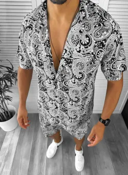 Compleu de vara camasa imprimeu + pantaloni 12746 O2-5.2