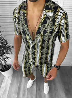 Compleu de vara camasa imprimeu + pantaloni 12771 15-2.3