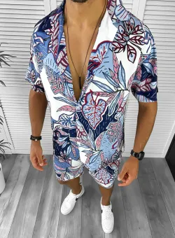 Compleu de vara camasa imprimeu + pantaloni 12828 18-5